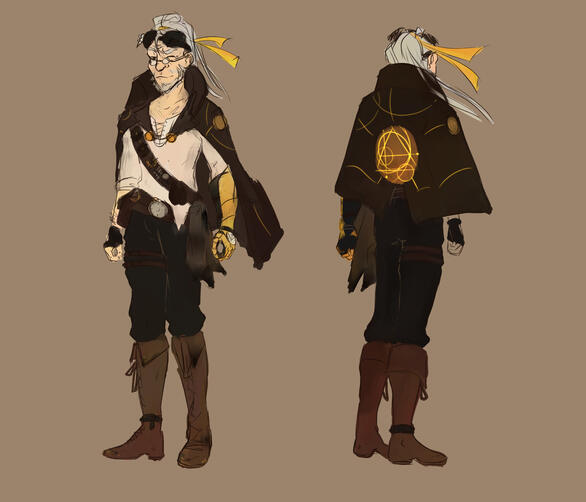 Hesper Reference, Feb 2025. A very rough visual reference that was made of my character Hesper in preparation for a motion graphics project.